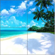 Beach Tile Backsplash Ceramic Mural Novak Tropical Palm Seascape Art OB-KN22   362192383923